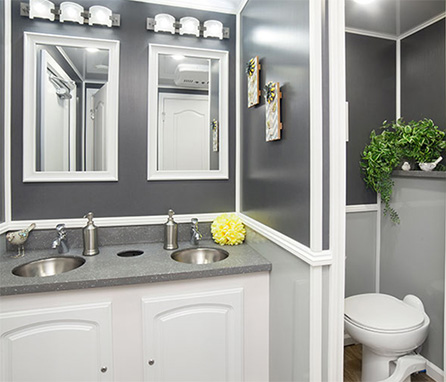 luxury sinks inside bathroom trailer