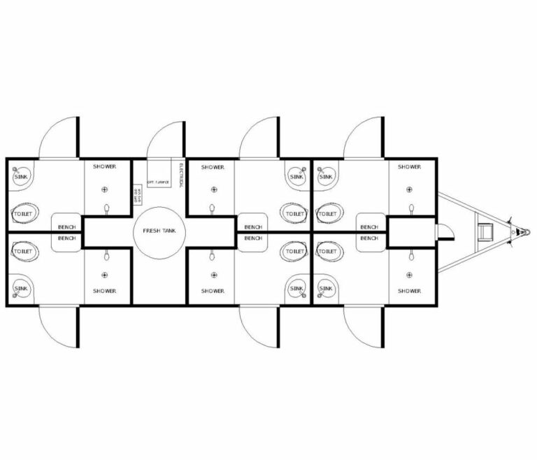 layout of luxury restroom trailer
